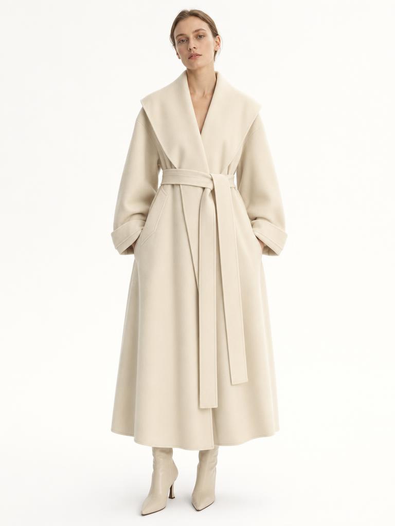 The Palm Wrap Coat in Ivory